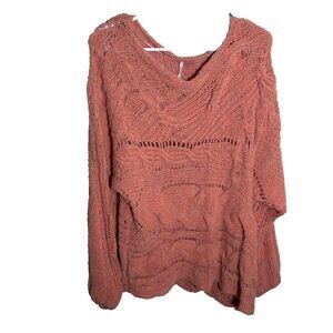 Free People Sweater Women's XS Pink Pullover Fuzzy Plush Open Knit Oversized